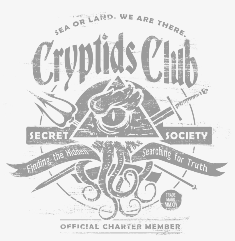 Vector Black And White Cryptids Club Tee Fury Llc - Illustration, transparent png #7675118