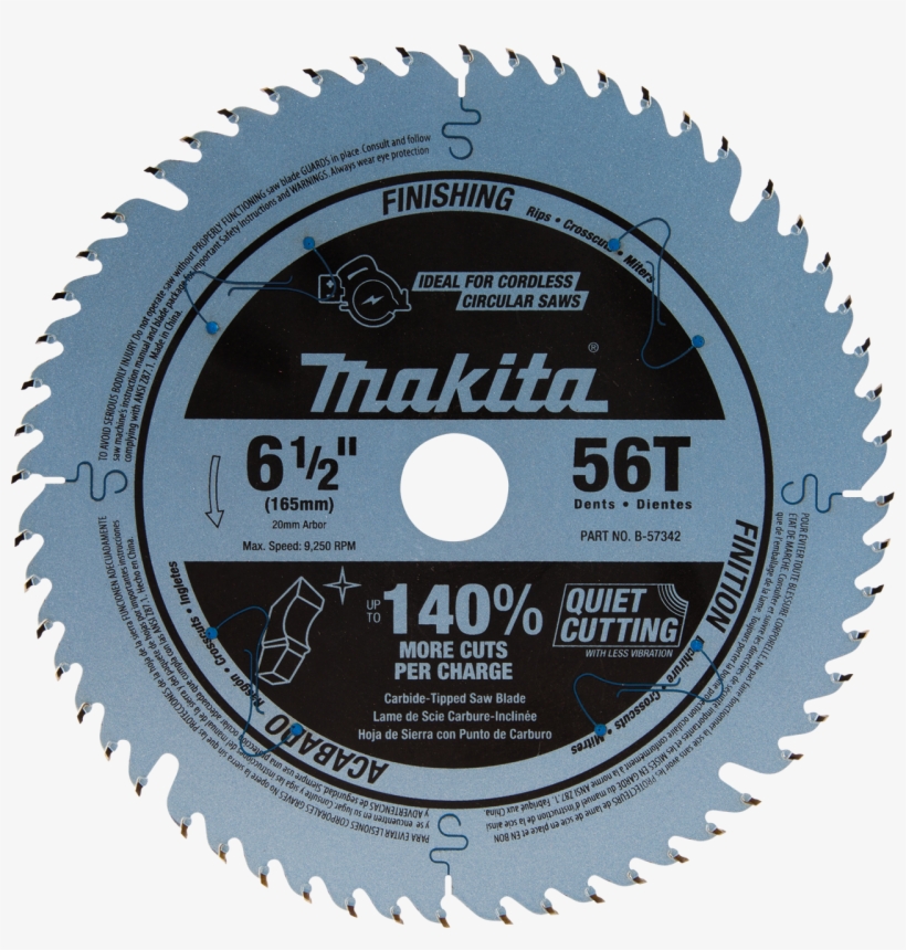 Makita B 57342 6 1/2" Carbide‑tipped Circular Saw Blade, transparent png #7677139