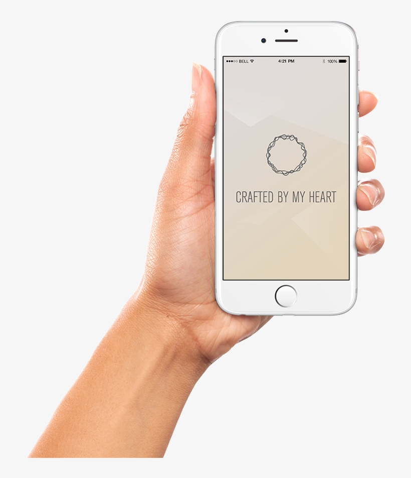 Hand Holding A Iphone 6 Running The Crafted By My Heart - Iphone - Free  Transparent PNG Download - PNGkey
