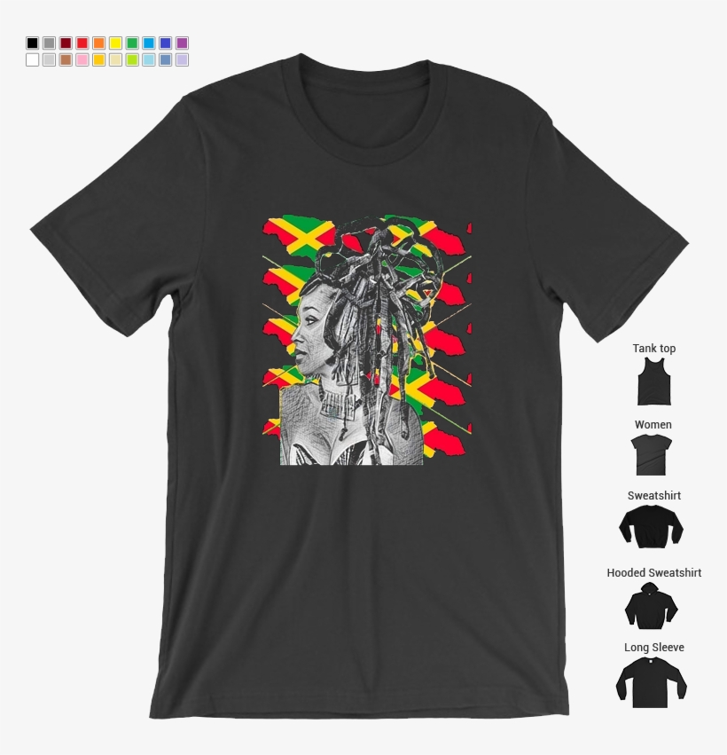 Jamaican Dreadlock Woman Natural Hair Rasta Colors - T-shirt, transparent png #7679102