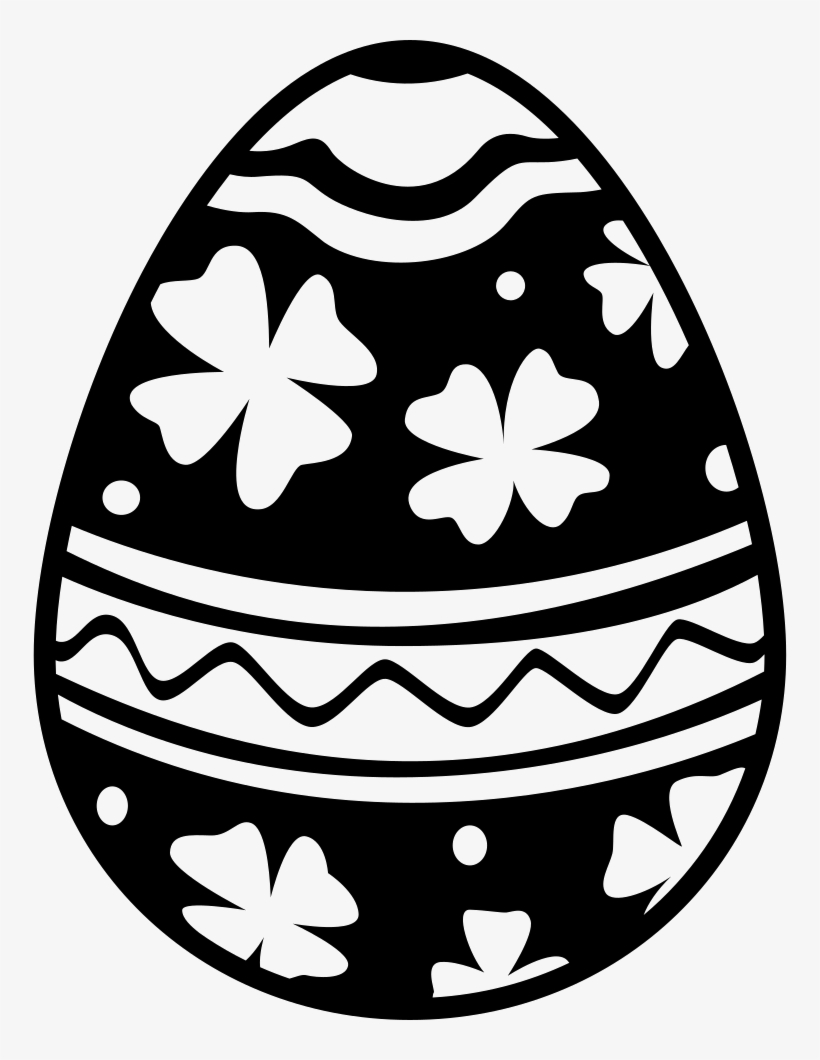 Easter Egg With Flowers And Lines Decoration Comments, transparent png #7680032