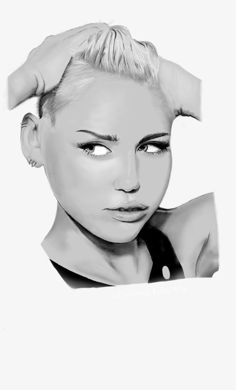 Celebrity Hot Celebs Miley Cyrus Portrait Fanart Wrecking - Sketch, transparent png #7681028
