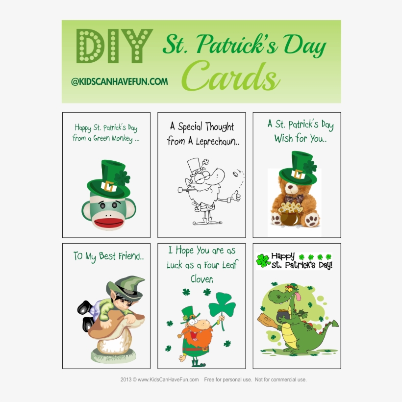 Monkey Clipart St Patrick's Day - Printable St Patricks Day Cards, transparent png #7681102