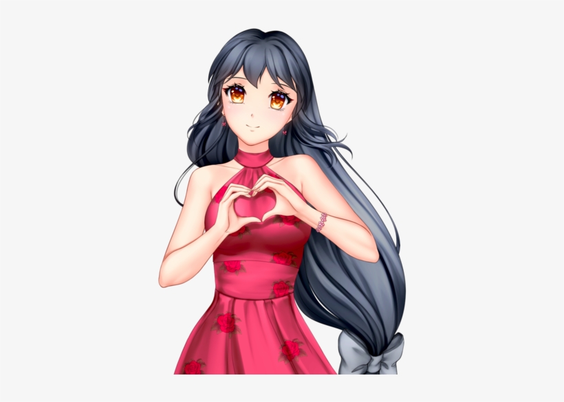 An Anime Girl With Black Hair, Though Not As Colorful - Cartoon, transparent png #7683571