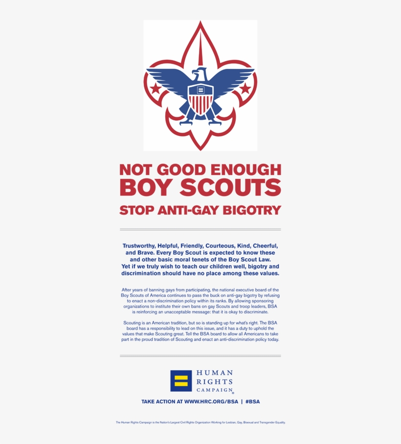 Hrc Says Boy Scouts' Proposal Not Good Enough - Transparent Boy Scouts Of America Logo, transparent png #7689247