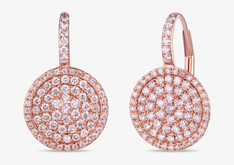 14k Rose Gold Diamond Earrings - Gold & Diamond Ear Ring Png, transparent png #7690285