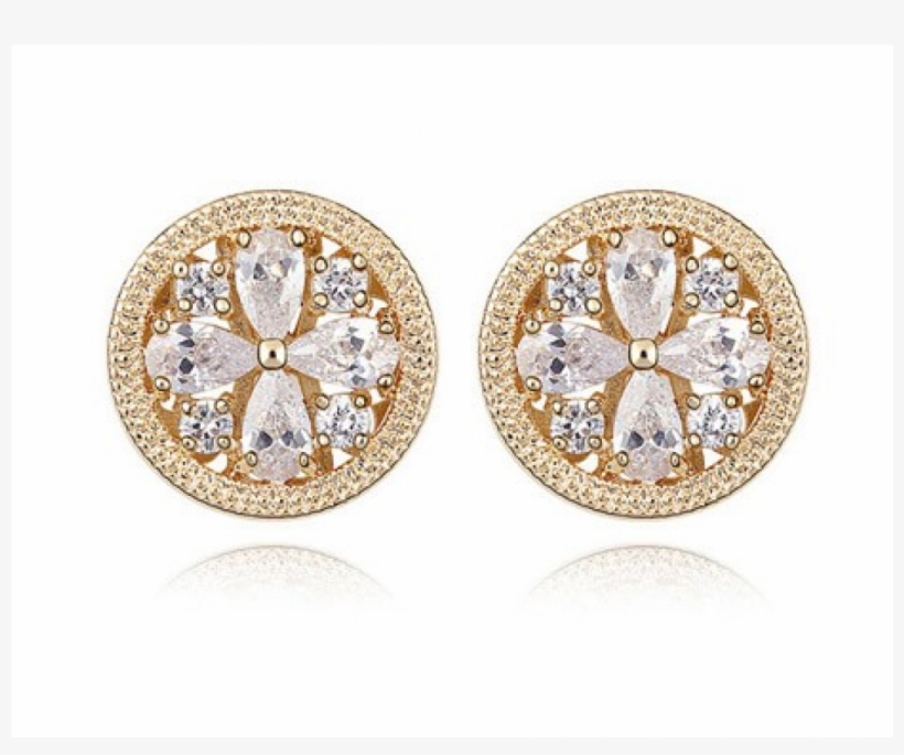 Gold Diamond Earrings Photo Gold Diamond Studs - Earrings, transparent png #7690480