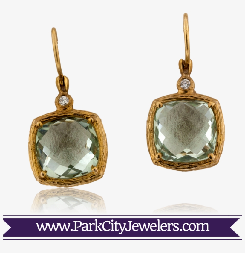 Green Amethyst And Diamond Earrings - Gold Manta Ray Necklace, transparent png #7690860