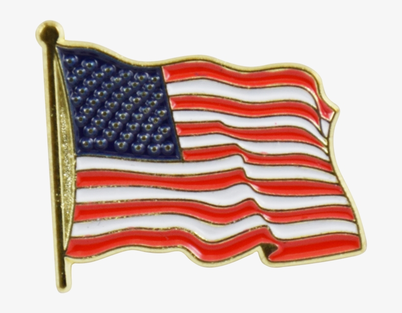 Waving American Flag Lapel Pin, transparent png #7692040