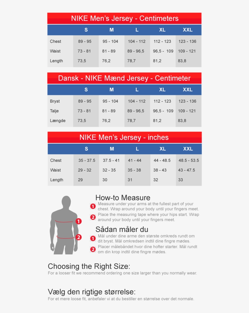 nike women's nfl jersey size chart