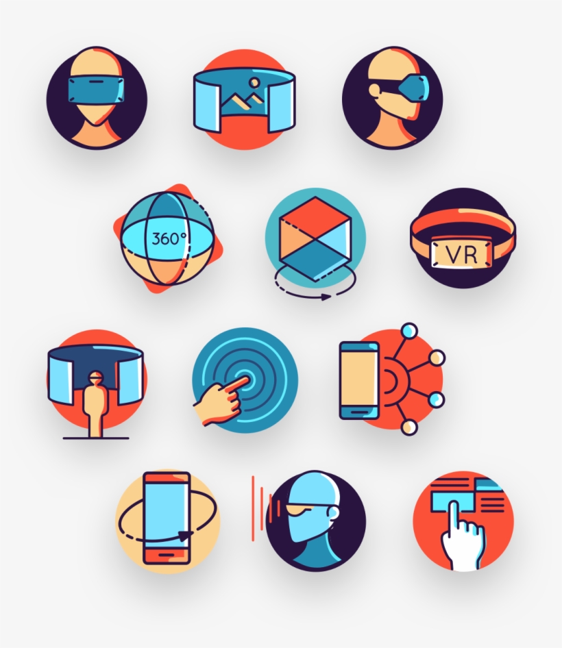 Get 48 Colorful Virtual And Augmented Reality Icons - Ar Vr Icon, transparent png #7695365
