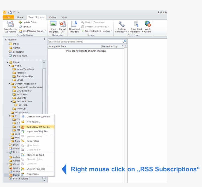 Subscribe To Rss Feed Using Outlook - Outlook 2010 Send Receive, transparent png #7696223