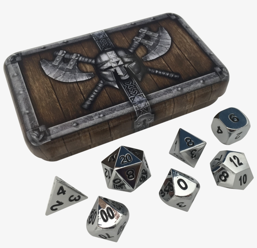 Dwarven Chest With Shiny Chrome / Silver Color With - Antique Gold Dice Metal, transparent png #7698532
