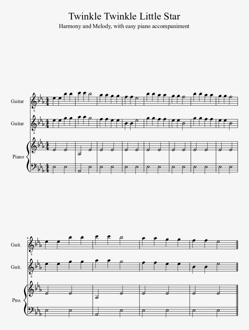 Twinkle Twinkle Little Star Sheet Music 1 Of 1 Pages - Marvel Theme Sheet Music, transparent png #770018