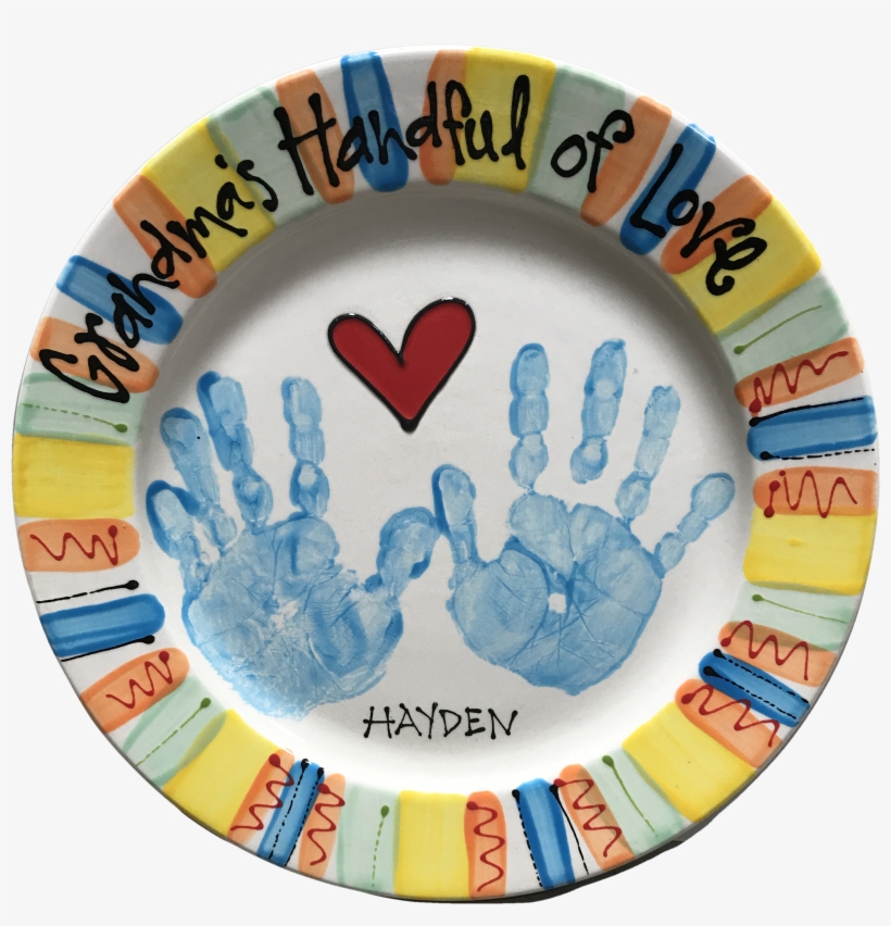 Hand Print Plate Painted At As You Wish Pottery - Circle, transparent png #770020