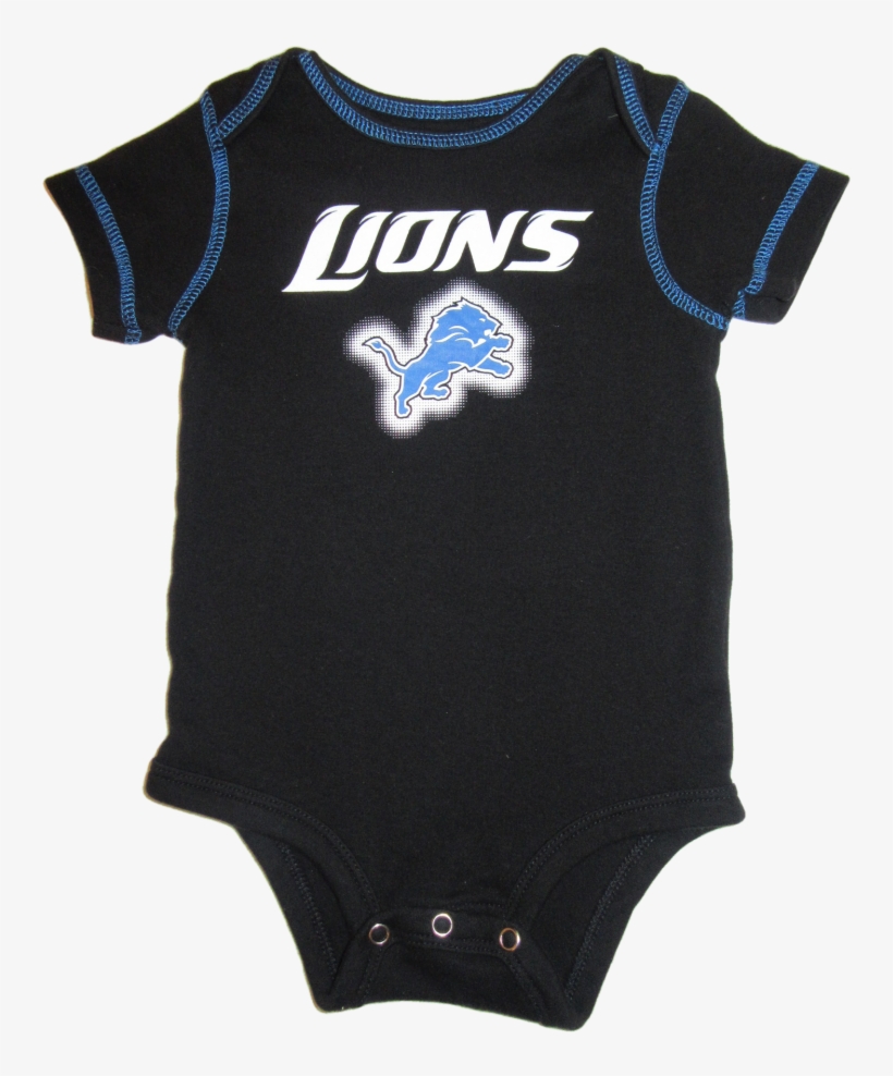 Baby Boys 12 Months Nfl Detroit Lions Football Bodysuit - Detroit Lions Printed Fleece Fabric All Over Design, transparent png #771831