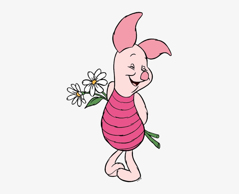 Running Holding A Flower Holding Flowers - Piglet Winnie The Pooh With Flower, transparent png #771914