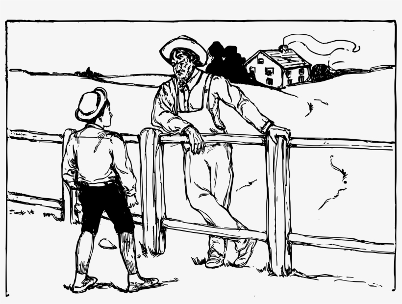 Image Freeuse Farm Fence Clipart Black And White - Farmer Drawing, transparent png #772029