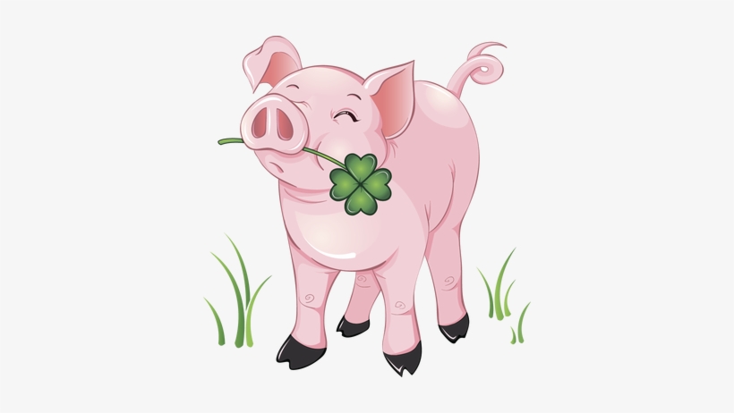 Lucky Pig - Pig With Four Leaf Clover, transparent png #772952