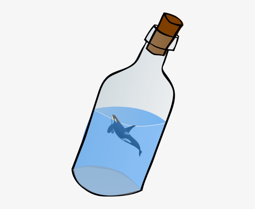 Bottled Glass With Killer Whale Clip Art At Clker - Message In A Bottle Clip Art, transparent png #773244