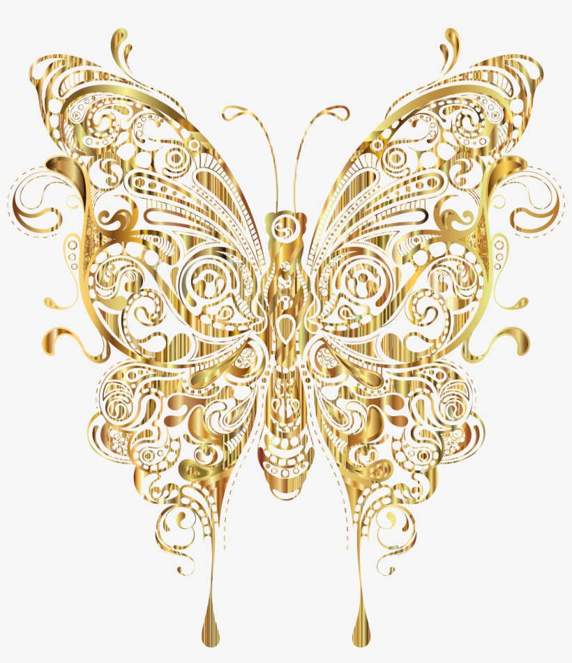Clipart - Butterfly Clipart Gold, transparent png #773421