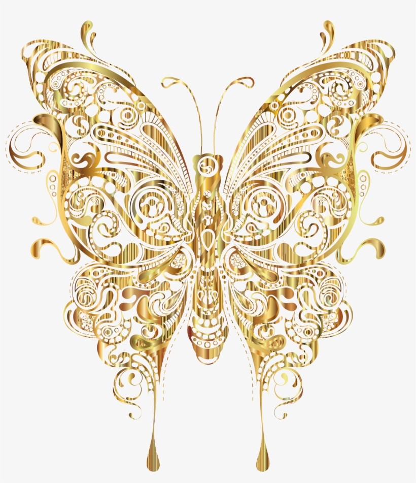 Clipart - Butterfly Clipart Gold, transparent png #773421