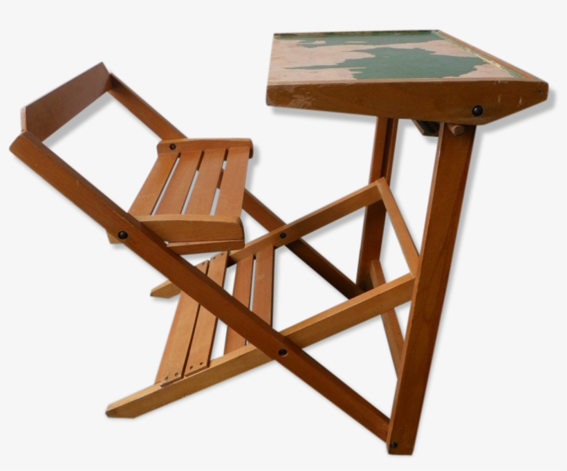 Vintage Folding School Desk And Chair - School, transparent png #774384