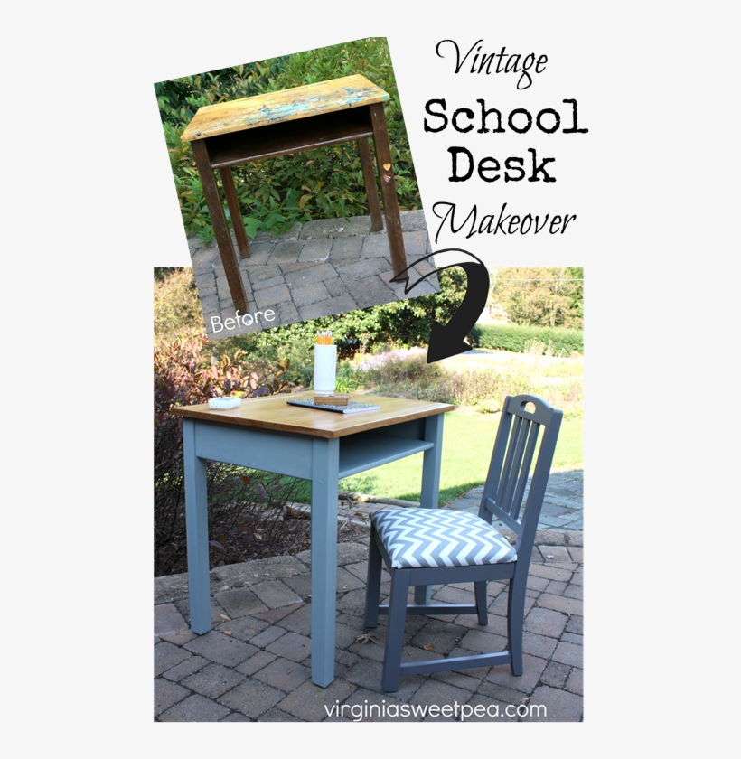 Vintage School Desk Makeover By Virginiasweetpea - Desk, transparent png #774470