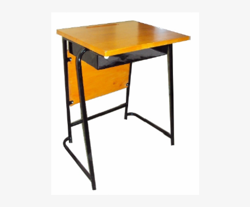 School Desk With Metal Shelf And Front Panel Hardwood - End Table, transparent png #774508