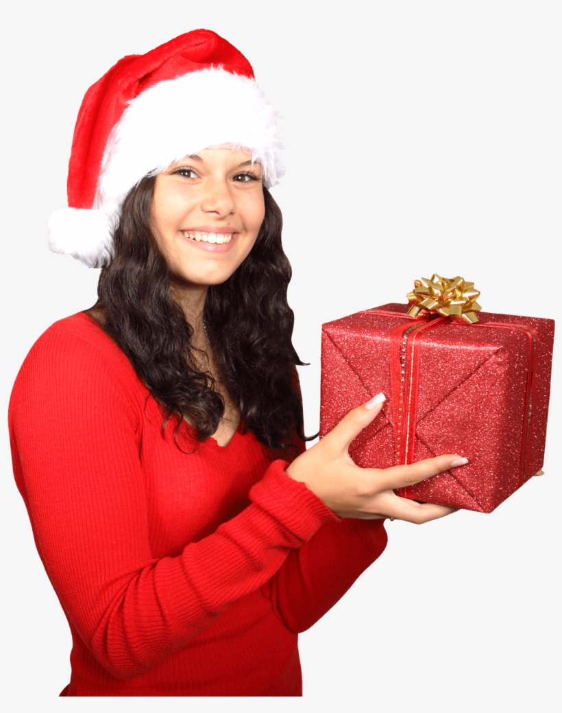 Beautiful Woman Wearing Santa Claus Clothes With Christmas - Santa Claus Girl Png, transparent png #774534