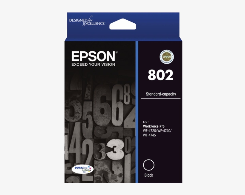 Genuine Epson 802 Black Ink Cartridge - Epson 802xl, transparent png #775534