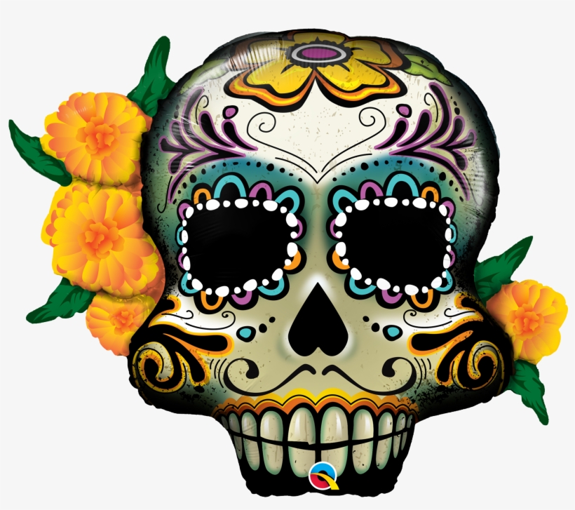 Day Of The Dead Skull Clipart At Getdrawings - Sugar Skull Birthday Balloons, transparent png #776121