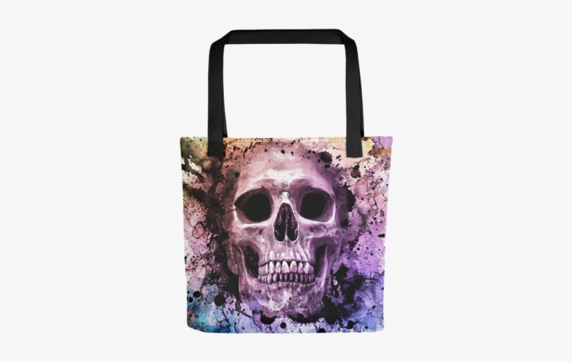 Watercolor Skull Tote Bag - Watercolor Painting, transparent png #776255