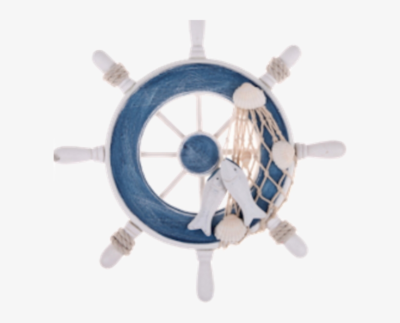 Blue Nautical Ship Wheel - Sodial 9"beach Wooden Boat Ship Rudder Fishing Net, transparent png #776944