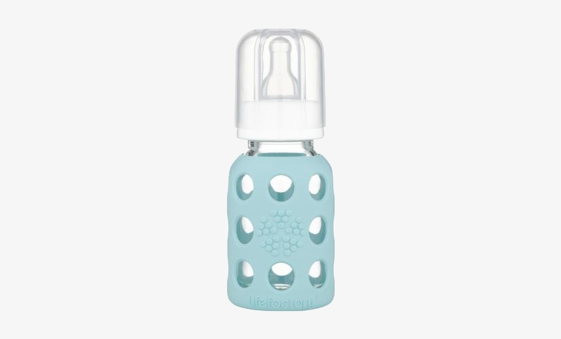 4 Oz Mint Glass Baby Bottle With 2pk White Flat Caps - Lifefactory Glass Baby Bottle With Silicone Sleeve, transparent png #777099