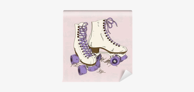 Illustration With Retro Roller Skates Wall Mural • - Disegni Pattini A Rotelle, transparent png #777608