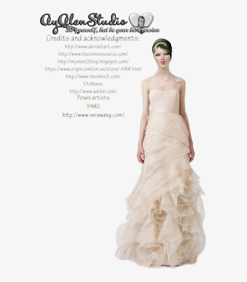Precut Sims 3 Dolls Png - Jessica Biel Pink Wedding Dress, transparent png #777754