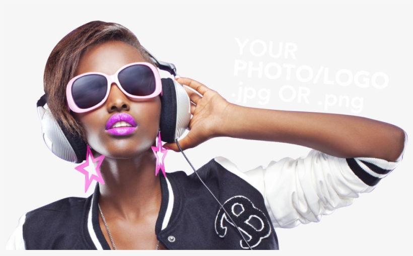 Banner Black And White Stock Dj Transparent Hip Hop - Girl With Headphones Png, transparent png #778020