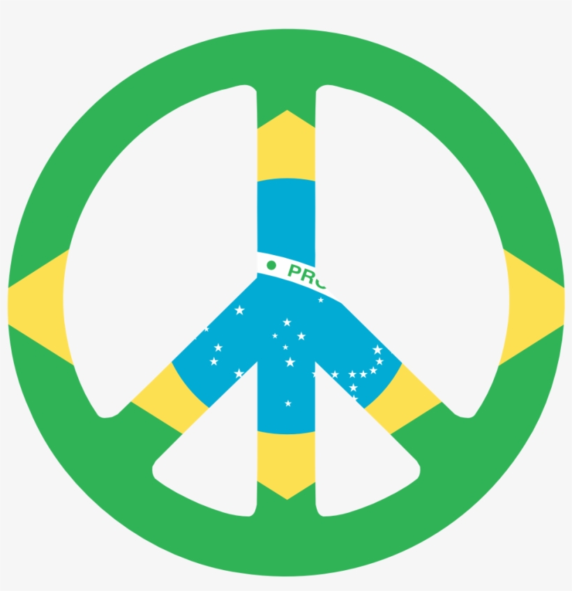 Brazil Peace Symbol Flag 3 555px 34 - Simbolo De Reciclagem Azul, transparent png #778409