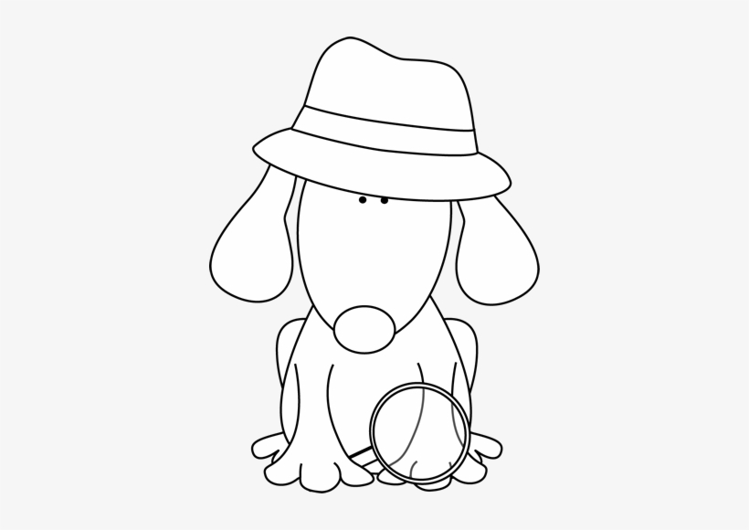 Black And White Detective Dog - Detective Dog Clipart Black And White, transparent png #778762