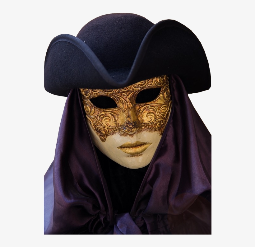 Venice Carnival Costume With Mask And Hat - Mask Venice Carnival Costume, transparent png #779968