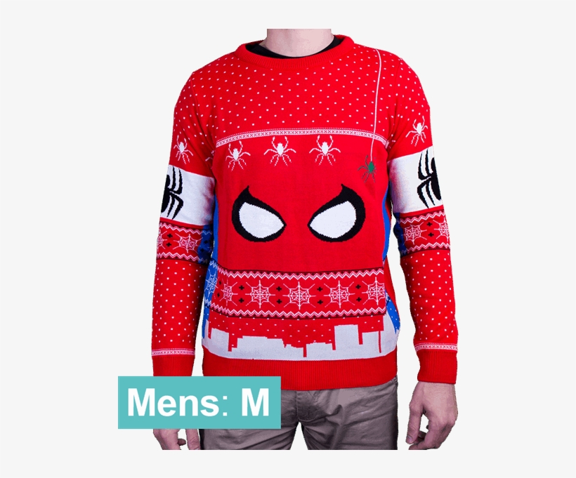 Spiderman Christmas Men's Jumper - Christmas Sweater Spider Man, transparent png #7700657