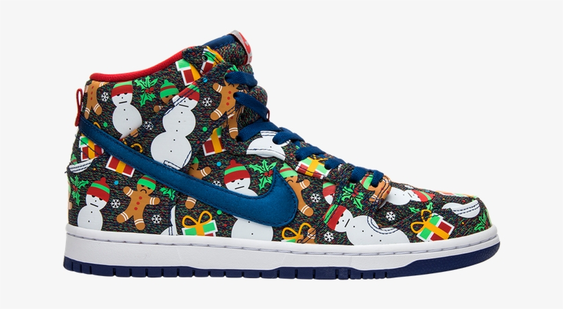 Nike Concepts X Sb Dunk Pro High 'ugly Christmas Sweater' - Nike Sb Ugly Christmas Sweater, transparent png #7700722