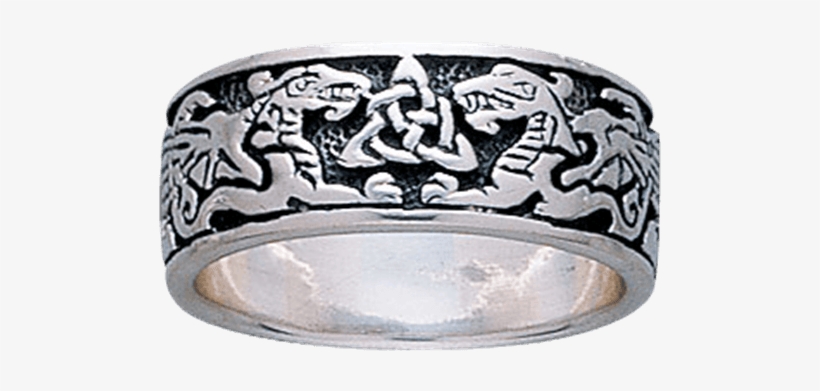Celtic Dragons Silver Ring - Ring, transparent png #7704347