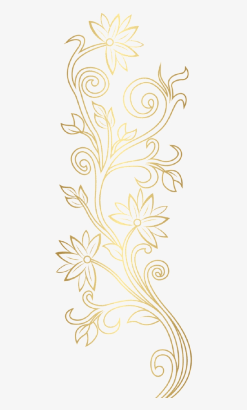 Free Png Download Gold Floral Decoration Clipart Png - Floral Design, transparent png #7704807