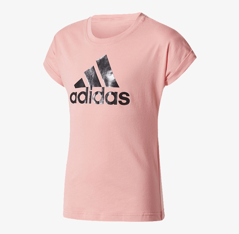 Adidas Girls' Logo Short Sleeve T Shirt - Tee Shirt Adidas Rose, transparent png #7705326