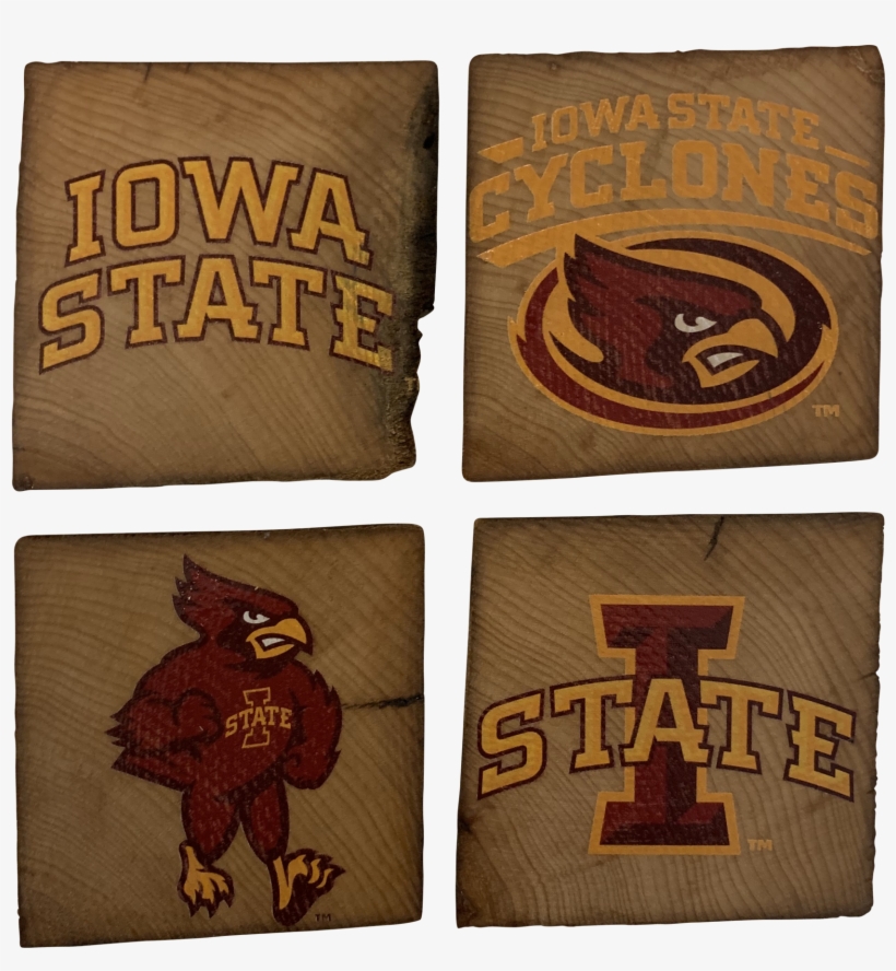 Iowa State University Reclaimed Barn Beam Coaster Set - Leather, transparent png #7708185