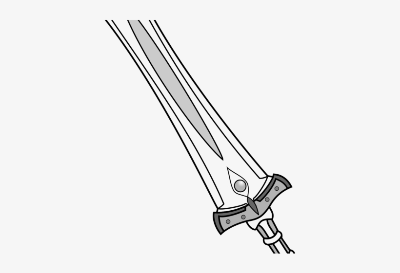 Drawn Sword Great Sword - Line Art, transparent png #7709776