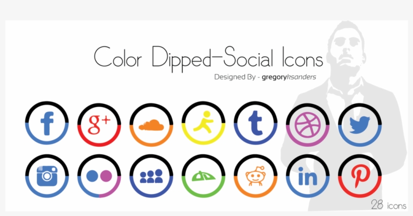 Color Dipped Social Media Icons, transparent png #7710303