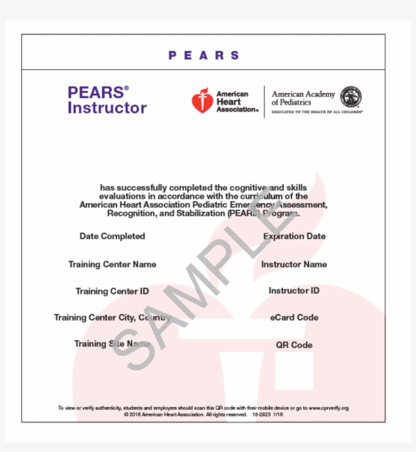 Aha International Ecard Pears Instructor - American Heart Association, transparent png #7712713